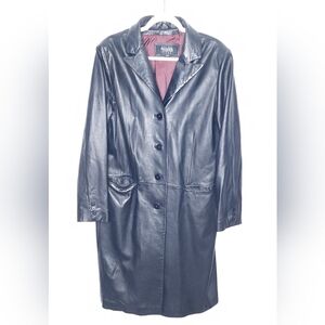Vintage 90's Wilsons Leather Pelle Studio Black Trench Coat Women's XL